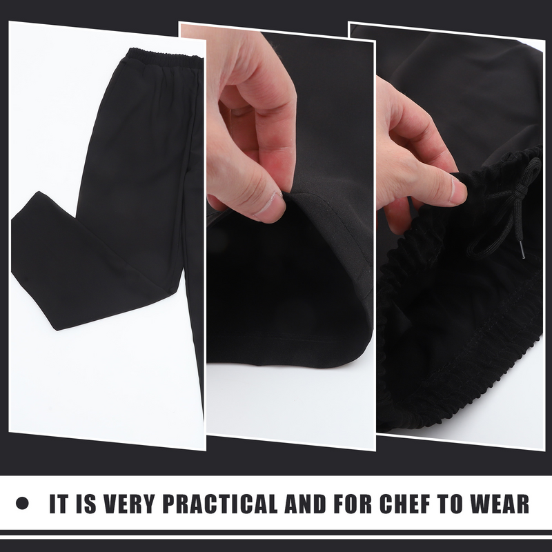 Pantalones de Chef de uniforme de cantina Premium, pantalones duraderos y transpirables para suministros de cocina, Color negro