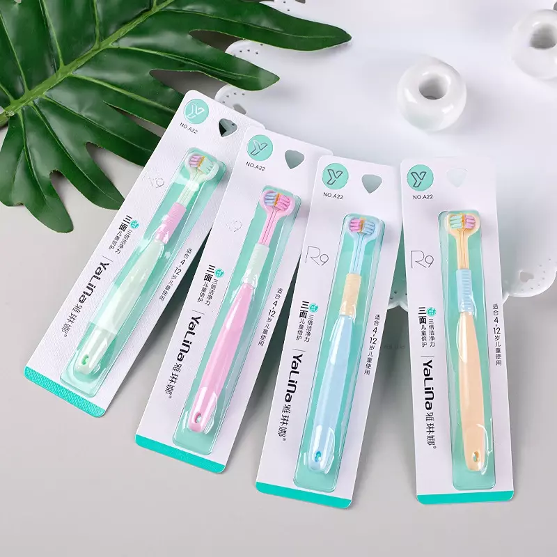 Three Side candy color Soft Toothbrush Baby Oral Health Care Kids 360° Clean Tooth Teeth Clean Brush children Dental Care 3-12Y