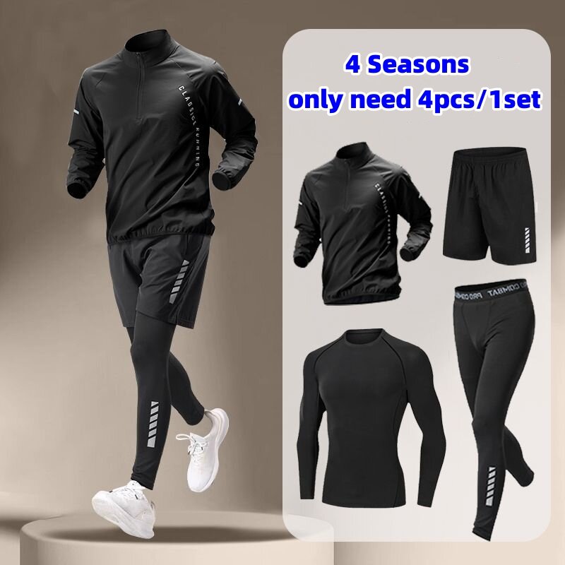 Men Gym Sets Outdoor Sports Tops Pants Trendy Youth Windbreaker Breathable Tracksuits Jogging Training Clothes Wearing 4 Season