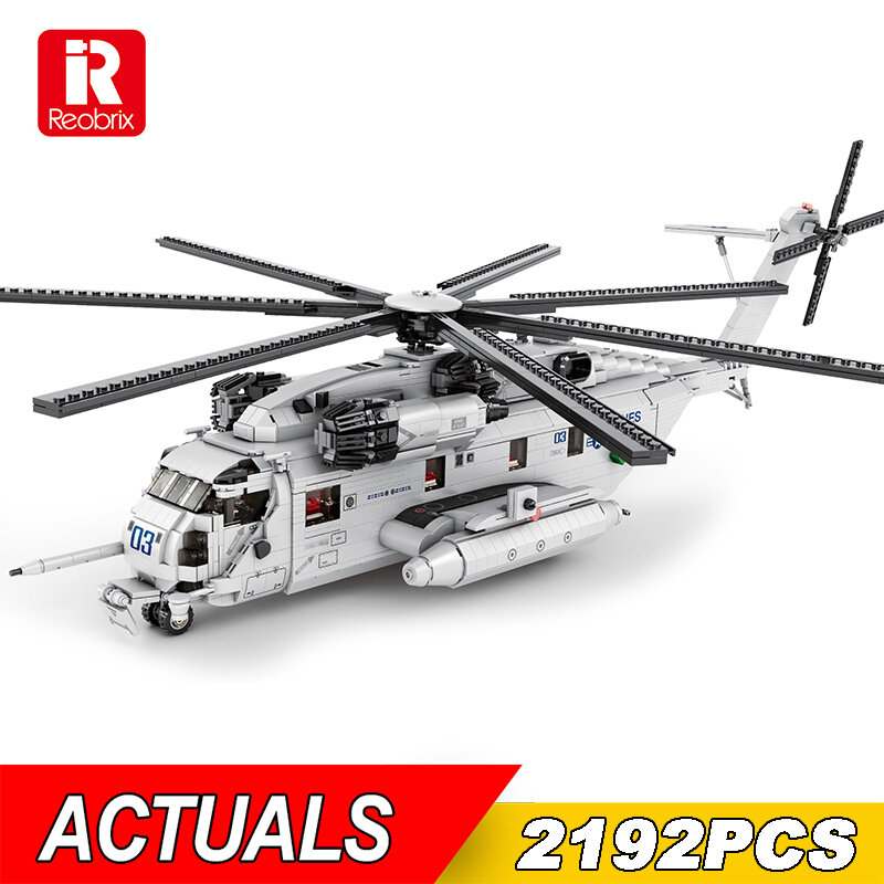 CH-53E militer Super Stallion helikopter, blok bangunan militer Fighter Transport Bricks mainan anak-anak Hadiah untuk anak laki-laki 2192 buah