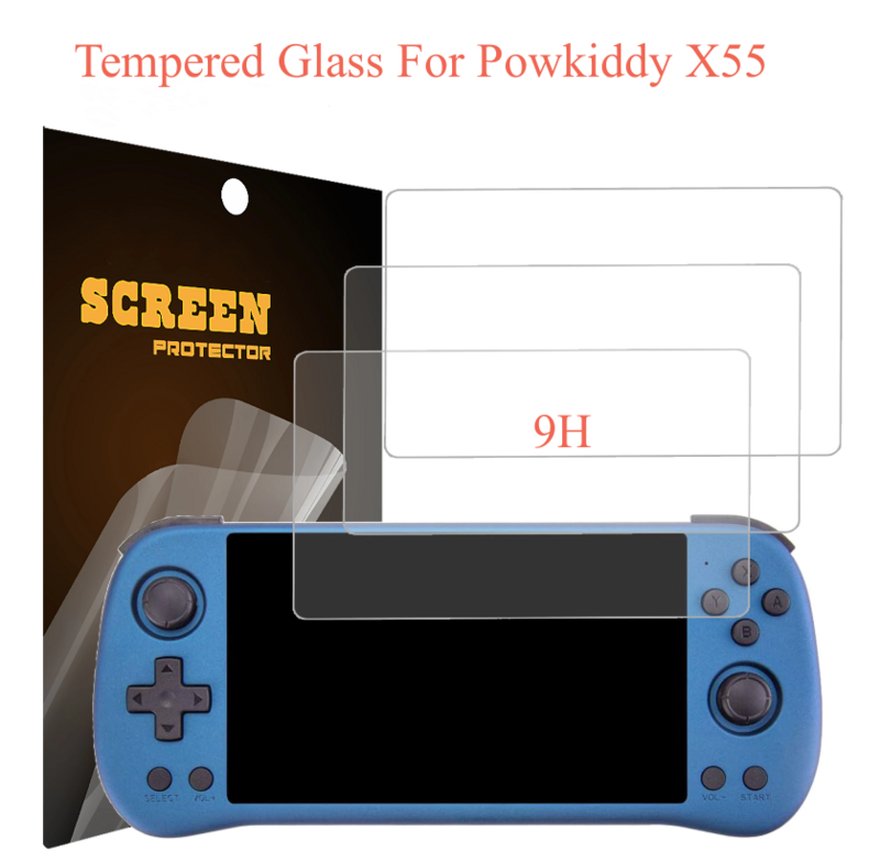 Neue powkiddy x55 Displays chutz folie aus gehärtetem Glas 5-Zoll-Spielekonsole 9h hoch auflösende Displays chutz folie Films piel zubehör