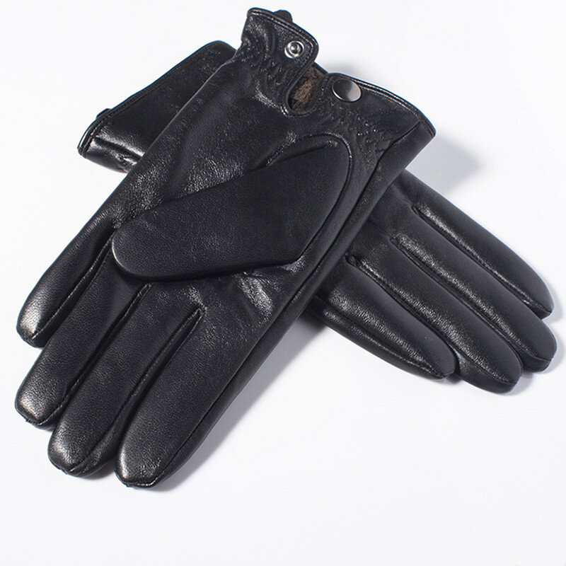 Gours冬の手袋男性革手袋タッチスクリーン黒本物の羊ウールライニング暖かいドライビンググローブ新GSM050