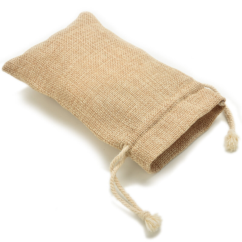 Mini bolsa rústica de arpillera con cordón, 1 piezas, 9x12cm, para joyería, navidad