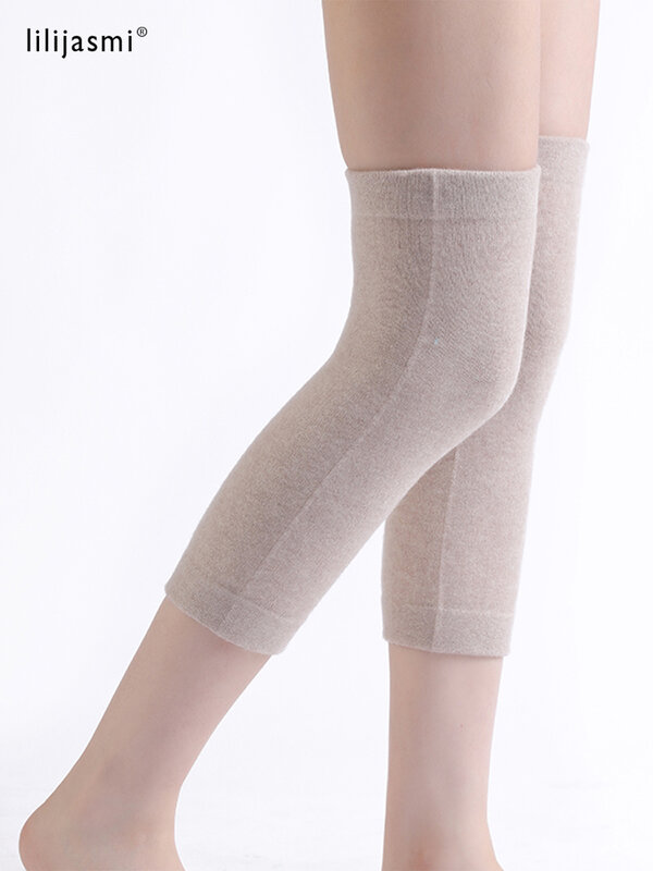 100% lana Unisex manica al ginocchio solido inverno a prova di freddo ginocchia calde uomo lavorato a maglia ginocchiere alte protezioni per le gambe scaldamuscoli donna autunno