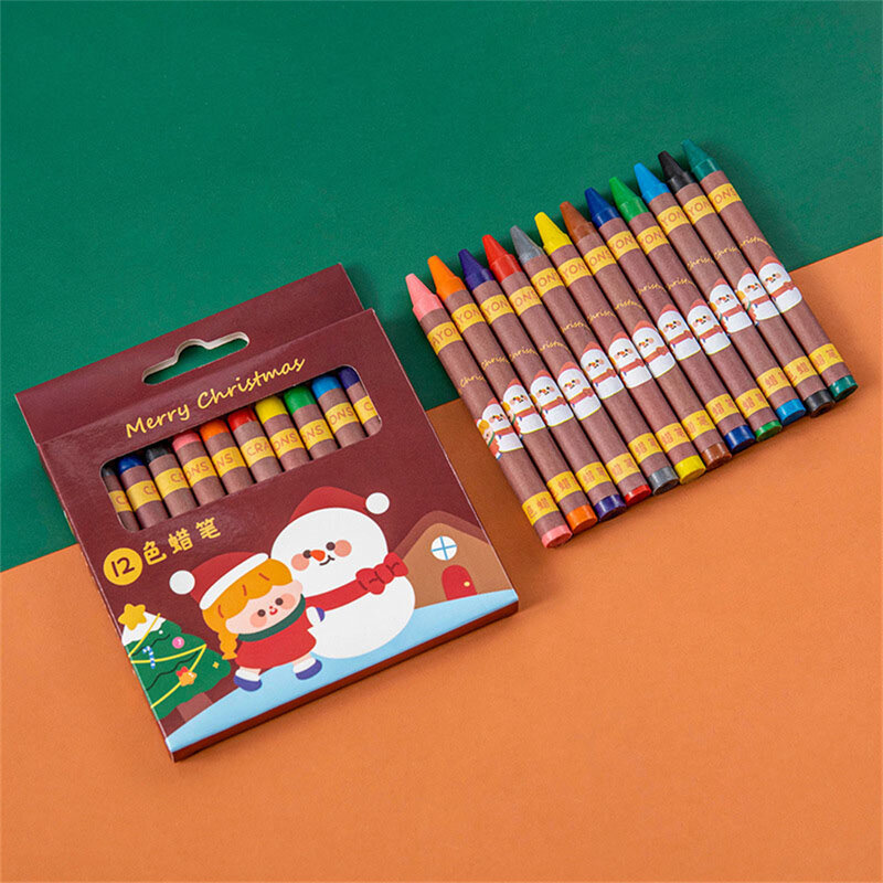 Non-Toxic Baby Crayons Set para crianças, Christmas Toddler Crayons, Arte para colorir, Estudantes Papelaria, 8 12 Cores