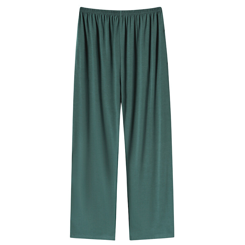 Весенне-осенние однотонные штаны для дома, мужские длинные штаны из модала для сна, мужские повседневные пижамные брюки с эластичным поясом, большие размеры