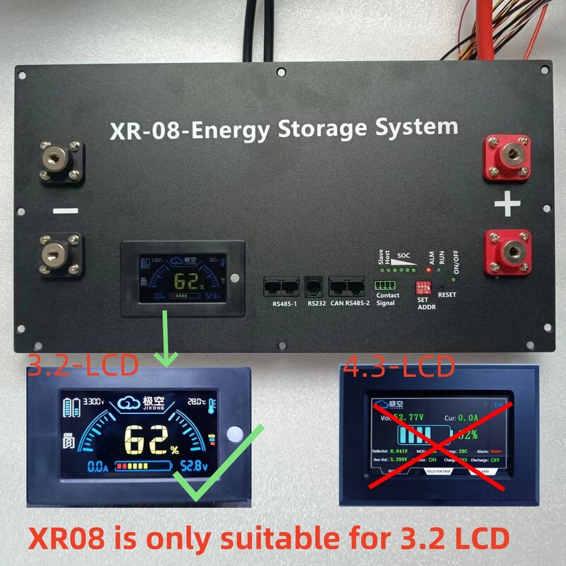 Jk BMS-3.2 Lcd Xr08-48v280ah Power Box Lifepo4 Batterij Case Solar Home Energie Opslag 16S 51.2V Diy Kit Voor Eve Catl 280 310ah