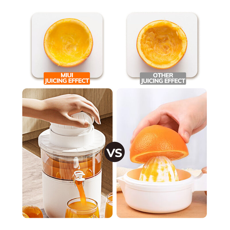 Miui Elektrische Citrus Juicer Squeezer Met 2 Kegels, Roestvrijstalen Stille Sinaasappelsap Afzuigmachine, Grote Capaciteit, 850W