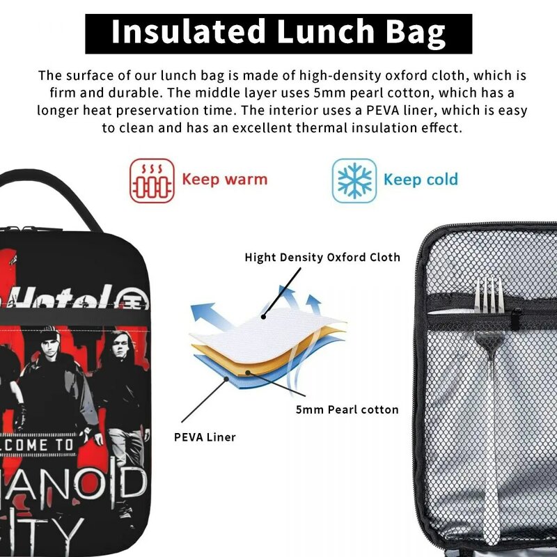 Tokio Hotel tas makan siang terisolasi, wadah makanan tahan bocor tas pendingin kotak makan siang Tote sekolah perjalanan anak perempuan laki-laki