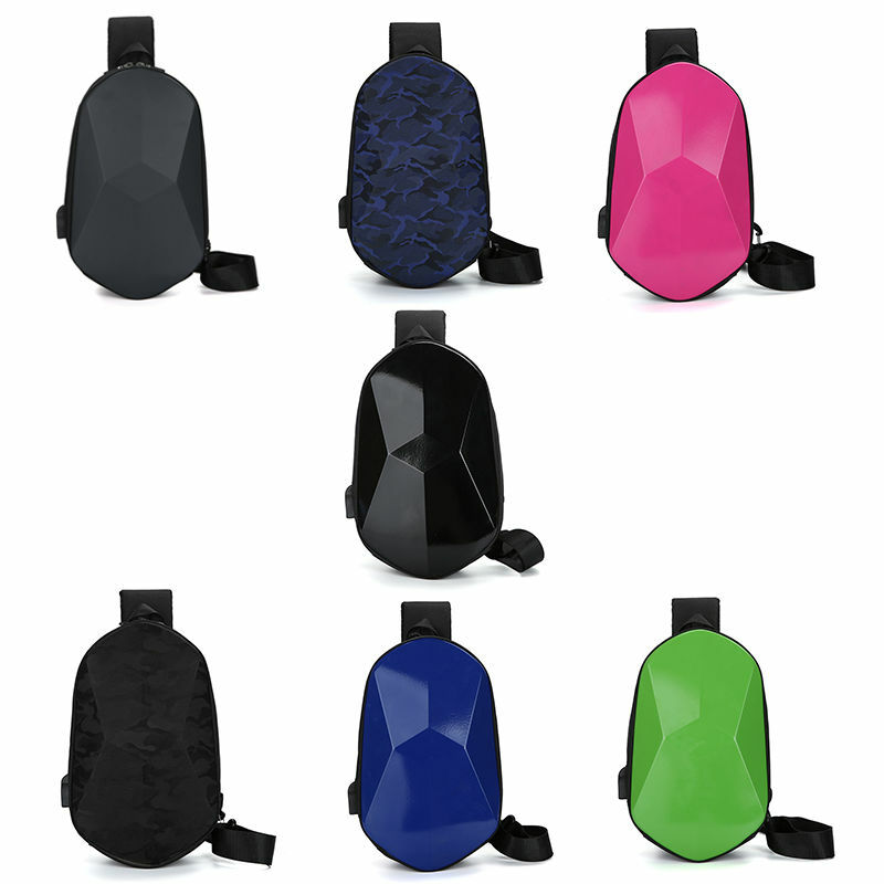 Unisex Polyhedron Crossbody Hard Shell Mochila, Função impermeável, Riding, Couple Shoulder Bag, Saco de peito masculino, Messenger Bag