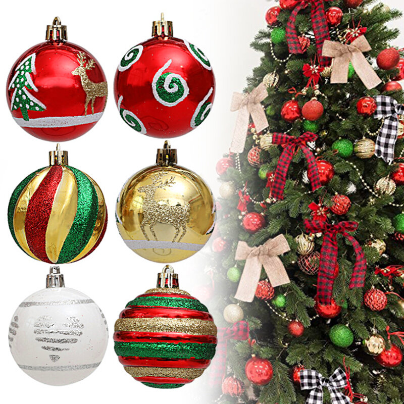 6 pz/set palle per l'albero di natale decorazioni per la casa di natale palline glitterate ornamenti per matrimoni per feste palline appese per caramelle decorazione per regali di natale