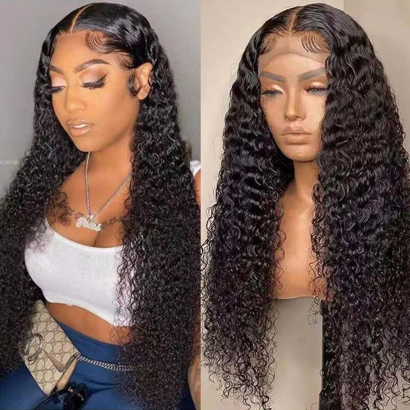 Blackmoon Curly Lace Front Wigs for Women Brazilian Human Hair Water Curly 13x4 Transparent Pre Plucked Frontal Wigs 180 Density