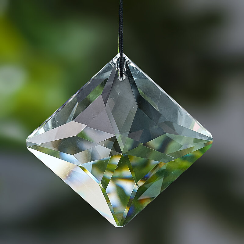 50mm Square Suncatcher Glass Art Faceted Crystal Prism Chandelier Parts Pendant Hanging Rainbow Maker Home Window Wedding Decor