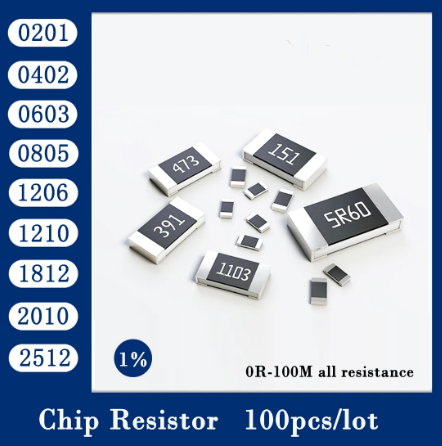 100PCS/LOTE  1% SMD resistor 0402 0603 0805 1206 0.15R 0.22R 0.47R 1R 20R 30R 56R 100R 1K 22K 33K 62K 82K 92K 100K 0.1M 0.3M 1M