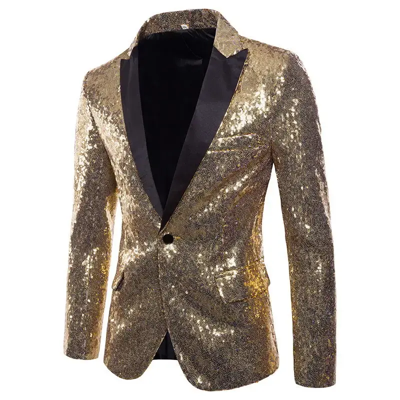 Европейские и американские платья для выступлений мужские костюмы с золотыми блестками Корейский ночной клуб куртка европейские размеры Блейзер 2022