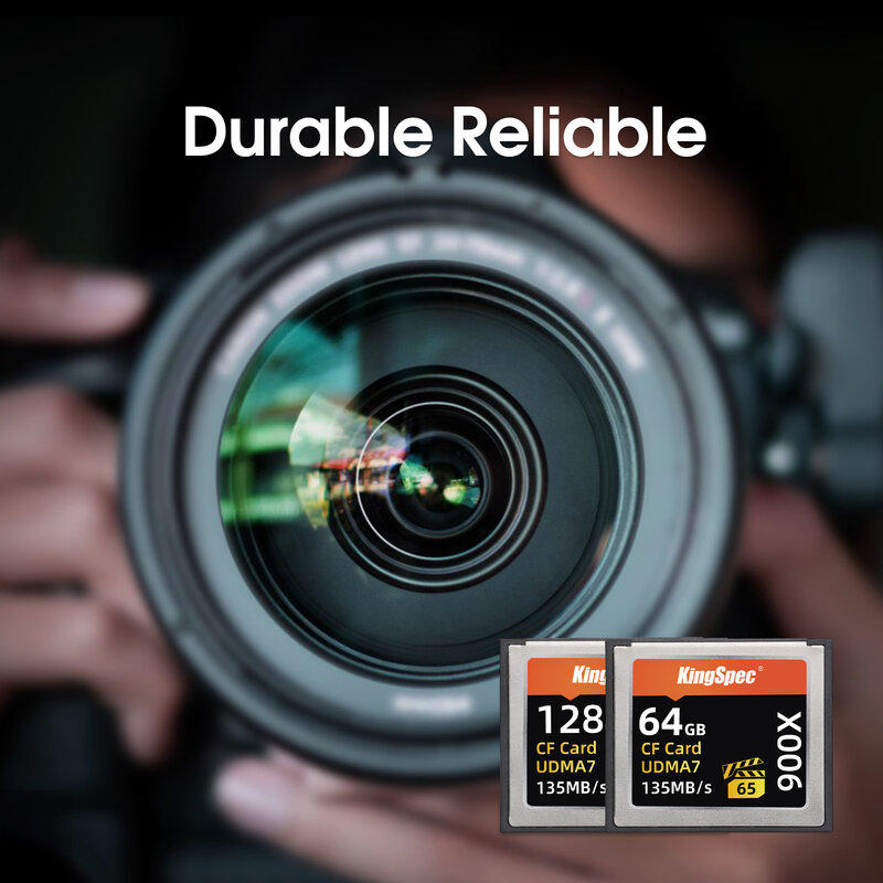 Kingspec-コンパクトフラッシュカード,cfカード,64GB,128GB,フルHD 3D4Kビデオカメラ用フラッシュカード135メガバイト/秒