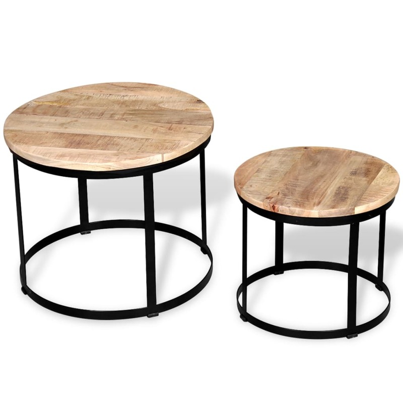Coffee Tables Living Room Modern Coffe Table Home Decor Two Piece Set Rough Mango Wood Round 40 cm/50 cm