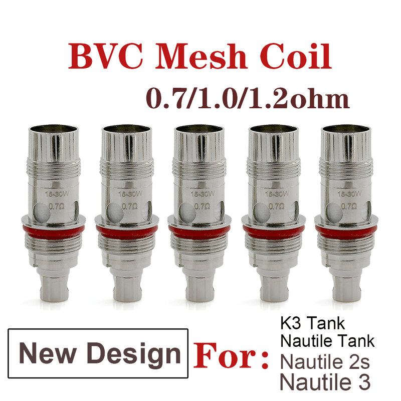 DIY 5Pcs Nautile 2S BVC Mesh Coil 0.7ohm 1.0ohm 1.2ohm Meshed Coils Head for Nautilus 2 K3 Tank MTL Zelos Kit