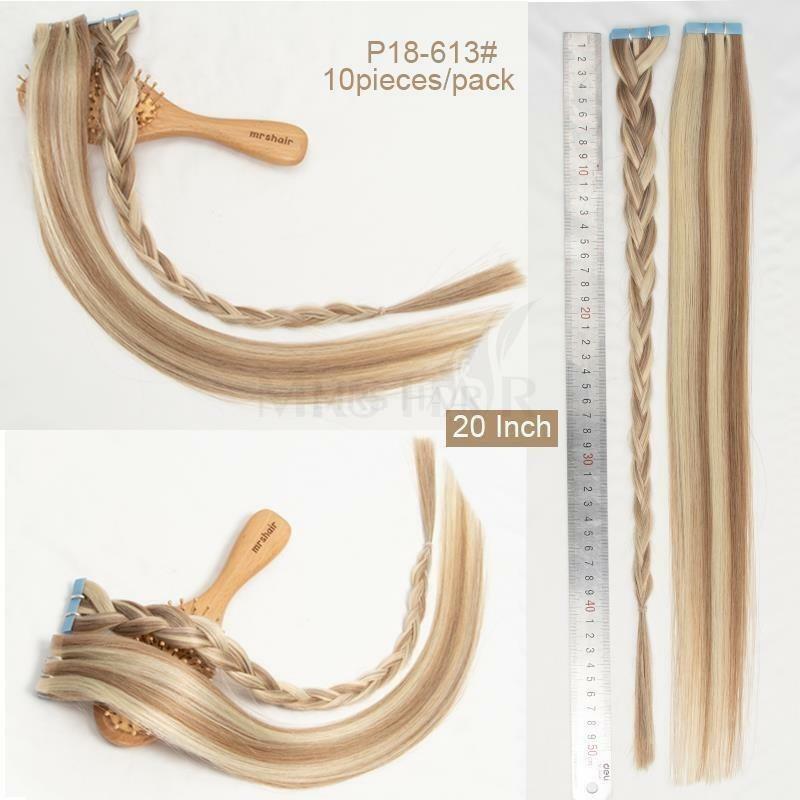 Fita invisível da trama do plutônio das extensões #60 em 10 pcs/pacote para o cabelo lateral fita da injeção do cabelo humano das extensões