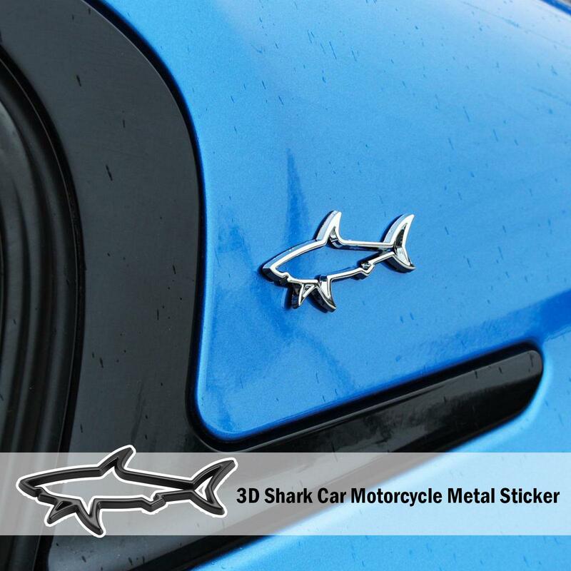 3D metallo Car Styling Sticker Hollow Fish Shark Emblem Badge decalcomanie automobili moto Computer Fuel Cap accessori decalcomanie