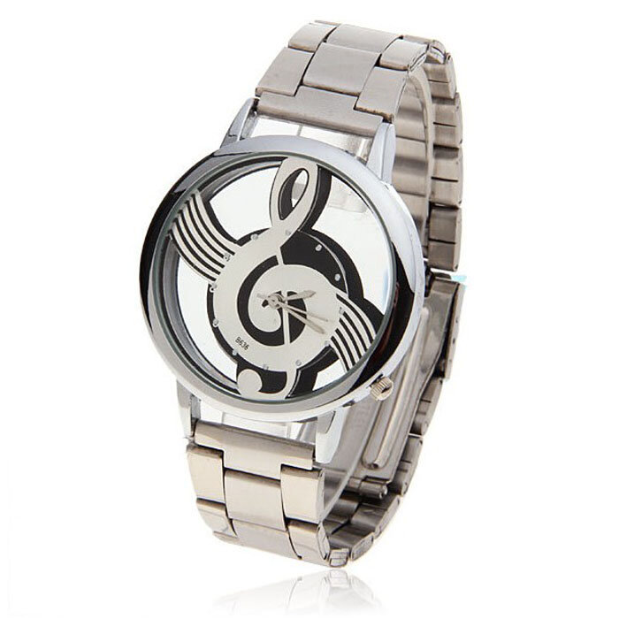 Unisex Musical Note Watches Fashionable And Personalized Music Men'S Steel Band Watch Quartz Watch Suitable For People Who Love