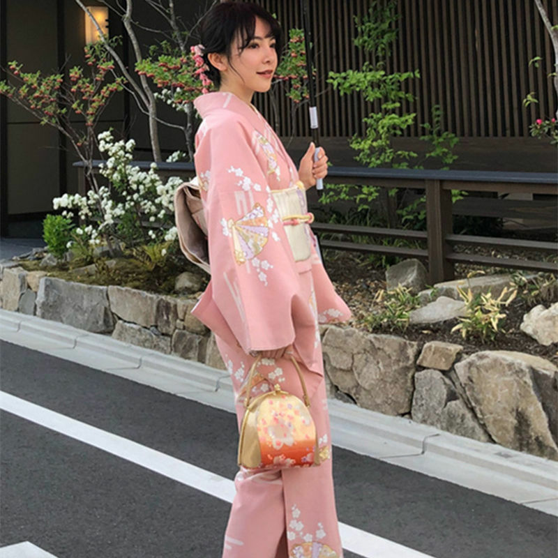 Новый розовый костюм-кимоно, Женская Банкетная танцевальная одежда, элегантная Традиционная японская одежда для студийной фотосъемки