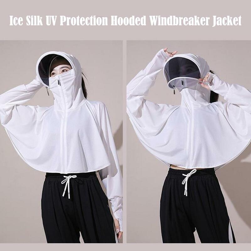 1 pz Ice Silk protezione UV giacca a vento con cappuccio sottile maschera a pieno facciale traspirante estate equitazione maschera a prova di sole in seta di ghiaccio
