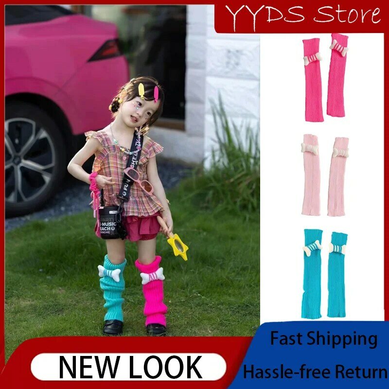 Y2K Милые трикотажные детские рукава с двойными иглами для допаминовых культур, рукава для ног для девочек