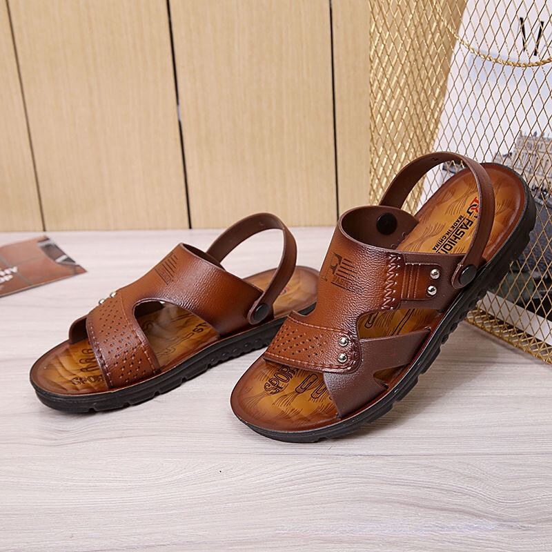 Męskie plażowe buty z otwartym noskiem sandały wysokiej jakości antypoślizgowe kapcie męskie oddychające dwa zastosowania obuwie męskie męskie letnie obuwie outdoorowe