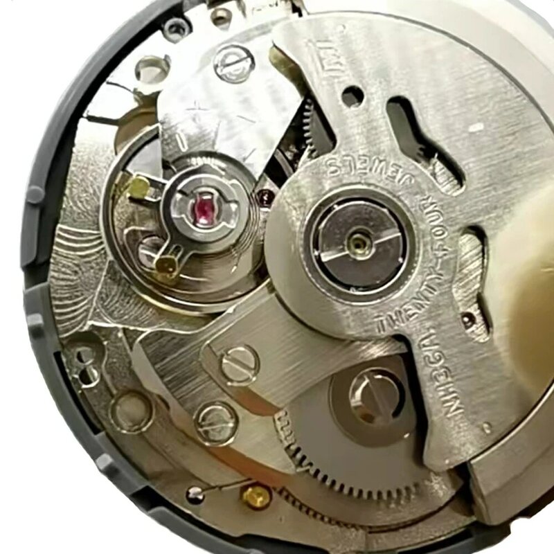 Японский оригинальный механизм NH36, автоматическая обмотка, высокая точность, двойной календарь, черный механизм, 3/3.8 часов, Корона
