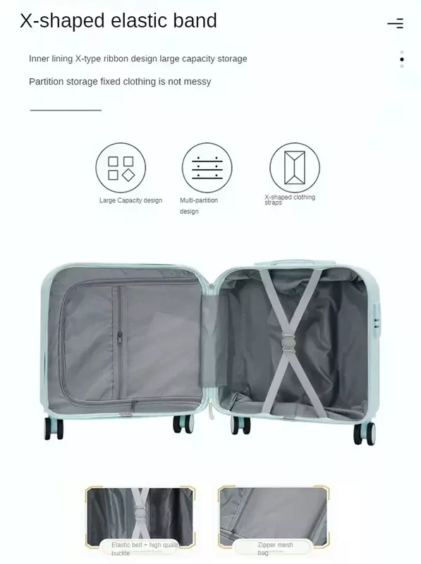 20 inch Boarding Luggage Travel Suitcase Spinner Carry-on USB Charging Password Trolley Rolling Luggage Bag with Cup Holder