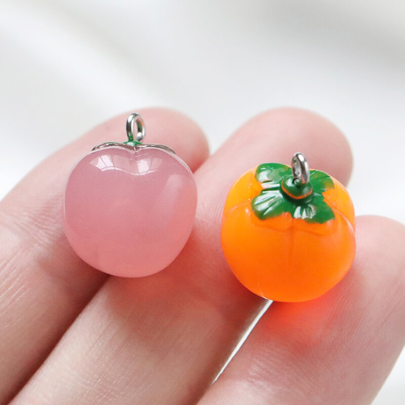 10 teile/los 17x20mm 3d Tomaten harz Charms Anhänger für Halskette Ohrringe Schlüssel bund Anhänger DIY Schmuck machen Zubehör