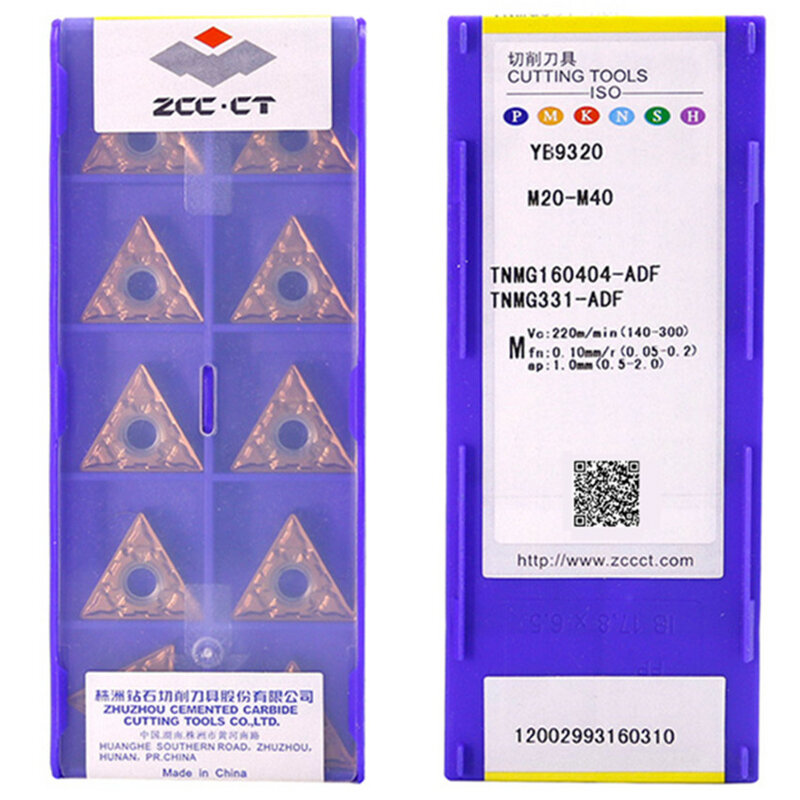 TNMG160404-ADF YB9320/TNMG160408-ADF YB9320/TNMG160412-ADF YB9320 TNMG331 TNMG332 TNMG333 ZCC.CT de metal duro CNC inserções 10 pcs/box