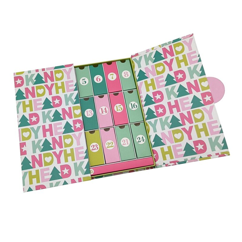 Paper Gift Box for Candy Snacks Cosméticos, Custom, Maquilhagem, Surpresa, Calendário, Beleza, Natal, Novo, 2023
