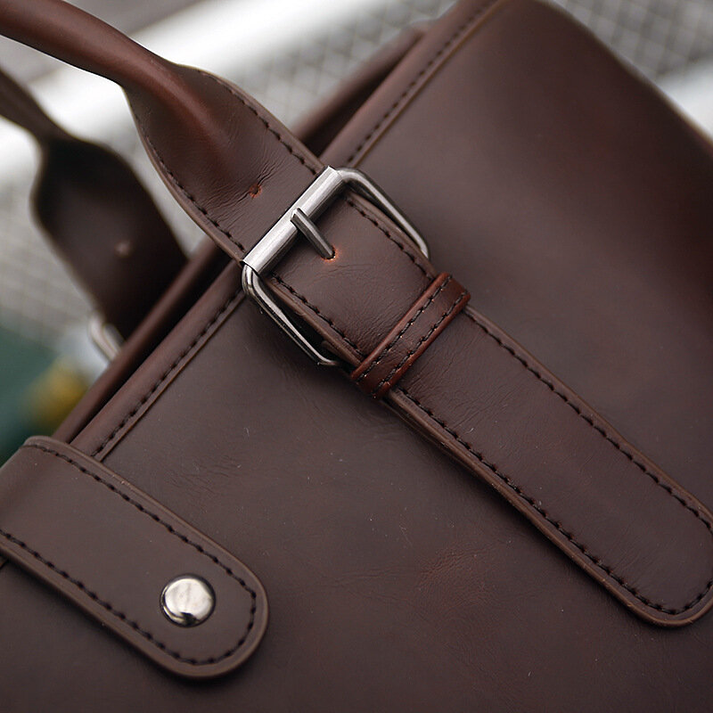حقيبة رجالية كلاسيكية بكتف واحد من الجلد الصناعي ، متعددة الوظائف ، سعة كبيرة ، مائلة ، حقيبة عمل بسيطة