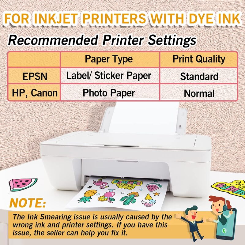 ESHANG  Self-Adhesive Photo Paper Glossy Sticker Paper for Inkjet Printer, 3R 4R 5R A4  100 Sheets, 135 gsm 36Ib