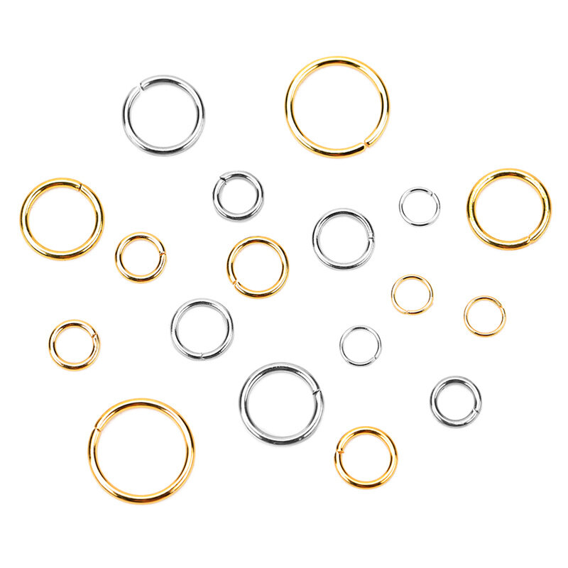 Lote de anillos abiertos de acero inoxidable, 100 piezas, PVD, 3, 4, 5, 6, 7, 8, 10mm, conectores de anillos divididos para pulsera, collar, fabricación de joyas Diy