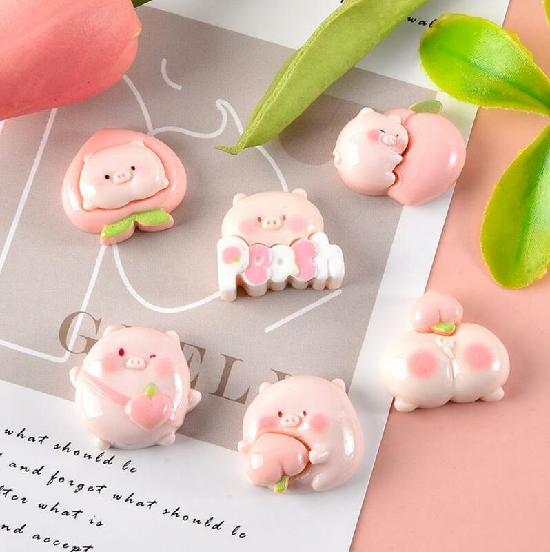 100pcs New Cute Cartoon Bear Pig Flat Back Resin Cabochons Scrapbooking DIY Jewelry Craft Decoration Accessories