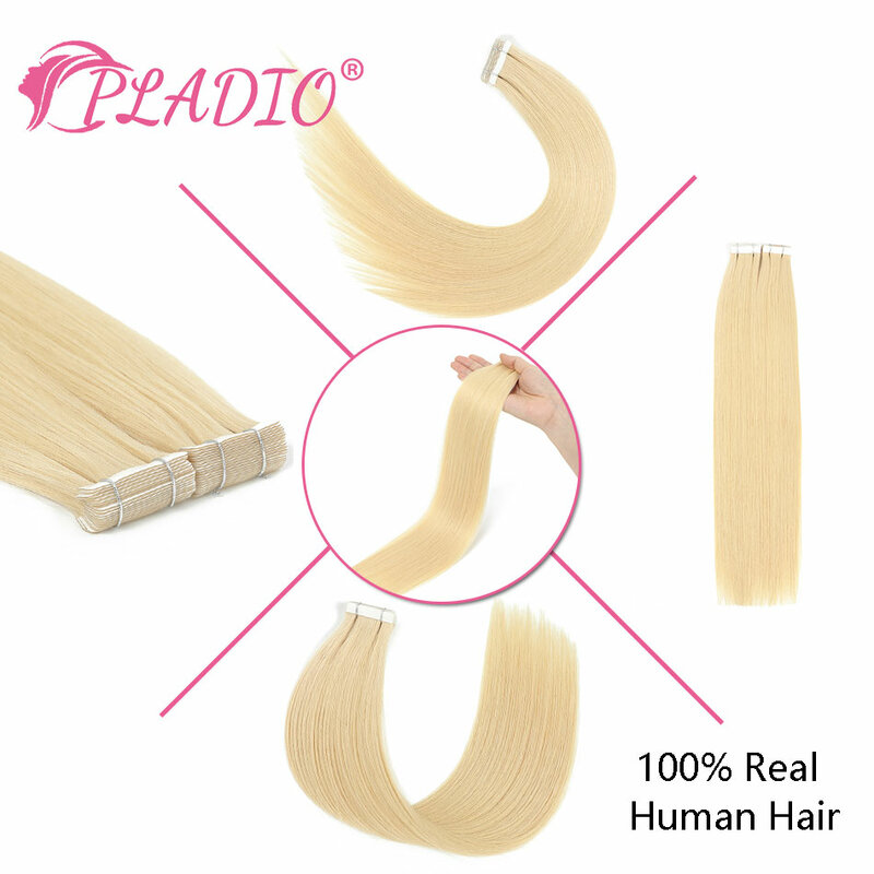 PDIO-الشريط في الشعر ، الشعر البشري الطبيعي الحقيقي ، الأوروبي على التوالي ، شقراء الجلد ، المواد اللاصقة لحمة ، ريمي الشعر التمديد