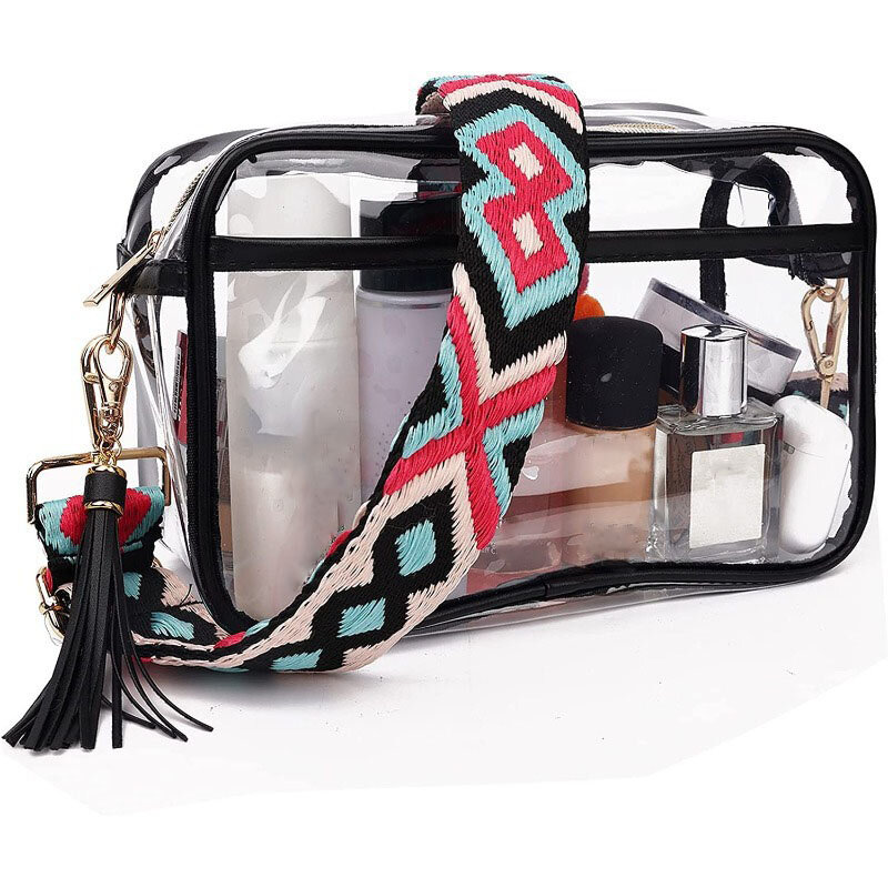 女性用の透明なショルダーバッグ,耐水性,PVC素材,ハンドバッグ