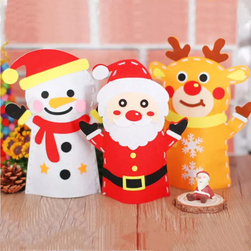 3 Teile/los DIY Weihnachten Handpuppe Spielzeug Kinder Kreative Handarbeit Materialien Handwerk Kit Weihnachten Dekoration Kinder Pädagogisches Spielzeug