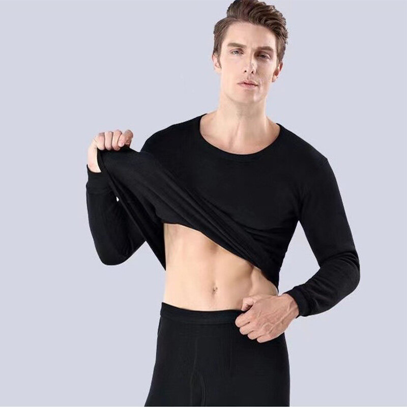 Męska bielizna termoaktywna topy Solid Color 2022 zima zagęścić utrzymać ciepłe pulowerowe topy z długim rękawem męskie aksamitne długa koszula
