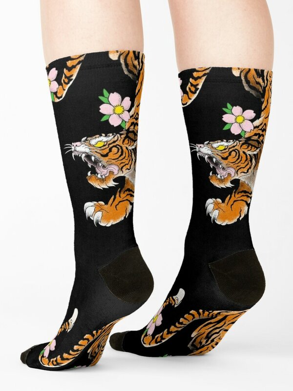 ถุงเท้านักเรียนหญิงลายเสือถุงเท้าอะนิเมะสำหรับผู้ชายถุงเท้าผู้หญิงหรูหราแบบบ้าๆเล่นกีฬาได้ตามต้องการ