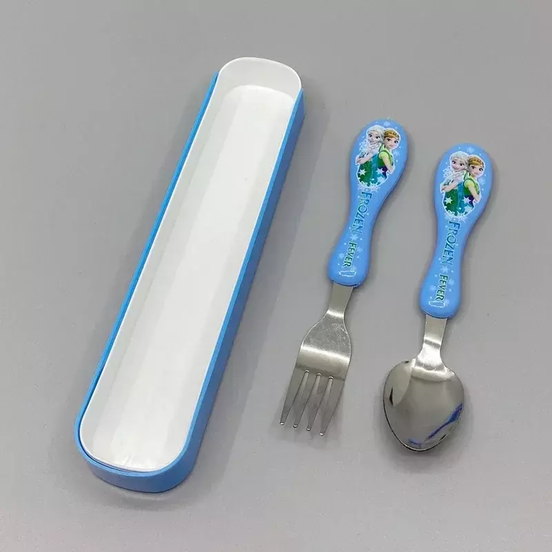 Disney Spiderman Frozen 2 Cartoon toy Tableware Spoon Cross Fork Soup Spoon Set Dining Lunch George Anime Figures Party Toys
