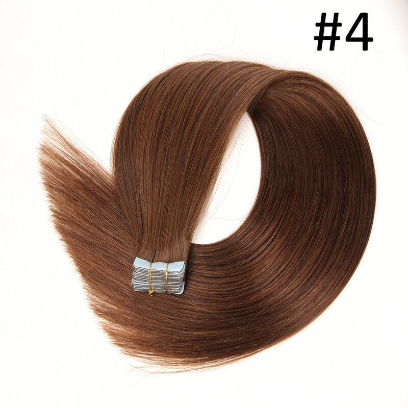 Taśma do przedłużania włosów Remy bezszwowa taśma wątkowa w doczepy z ludzkich włosów dla kobiet złoto-brązowym proste włosy od 12 do 24 Cal