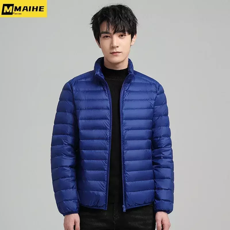 2023 Winter Short Down Jacket Men's Fashion Stand Collar Cold Resistant White Duck Down Warm Coat Couples Light Ski Down Jacket