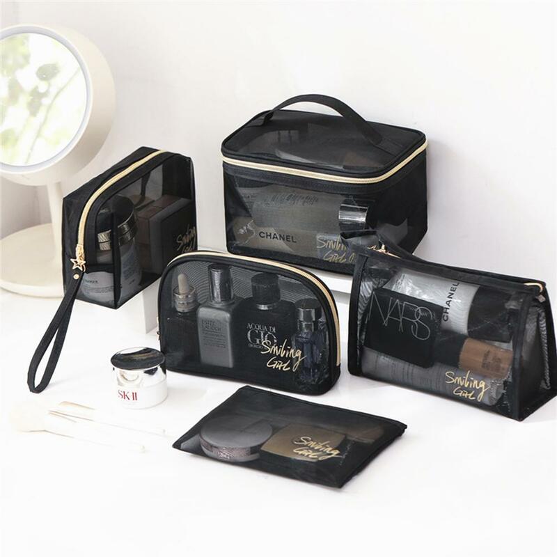 1 pz Wash Makeup Bag borsa di immagazzinaggio trasparente in rete di grande capacità borsa cosmetica da viaggio portatile da spiaggia Dropshipping
