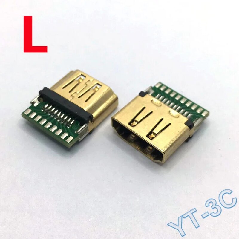 1 Buah Konektor Plug Pria HDMI 20P, Konektor HDMI Wanita Jack HDMI Reparasi Penggantian Papan PCB Solder DIY Bagian Konektor