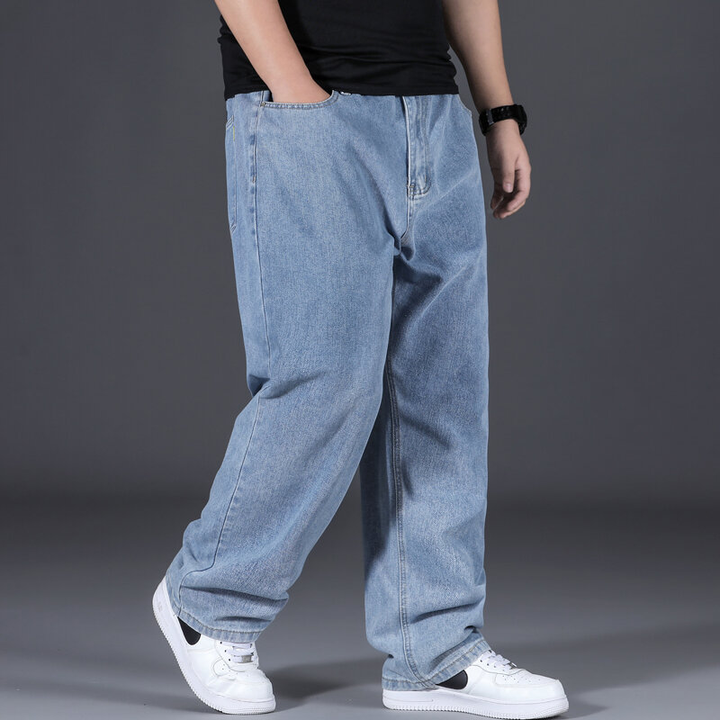 Baggy Jeans Hombre New Design Gray Spliced Denim Pants Loose Jean Trousers Vaqueros Fashion Patchwork Straight Jeans for Men Q51