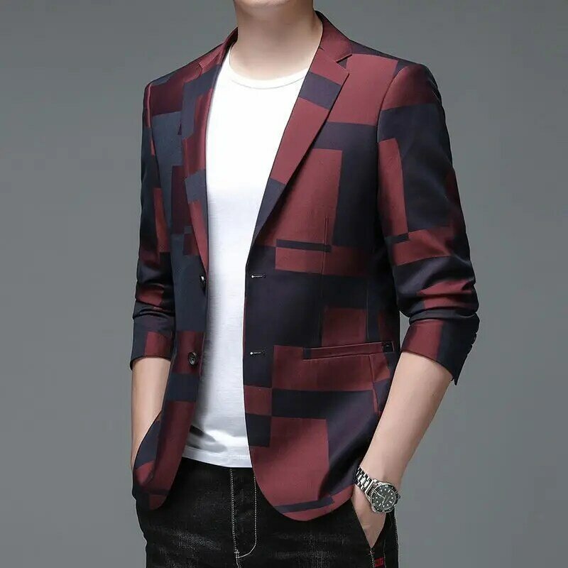 Spring and summer thin casual fashion suits for middle-aged men Korean style suits casual loose single-piece suit jackets for me